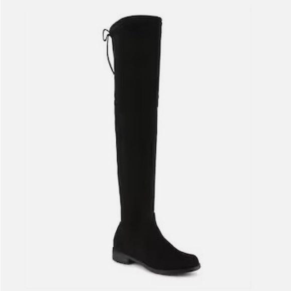 Unisa Uncareana Over-the-Knee Boots Black Faux Suede Low Block Heel Size 9M - Picture 1 of 7